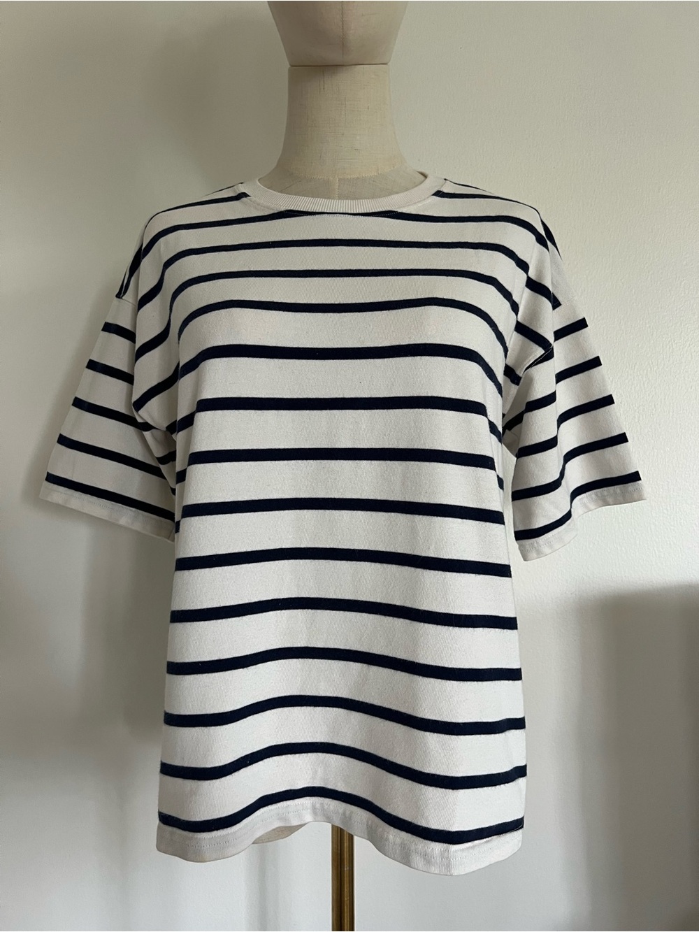 Zara White and blue striped T-shirt in a nautical style